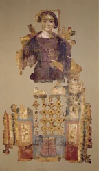 Shroud depicting a woman holding an ankh, from Antinoe, 3rd-4th century